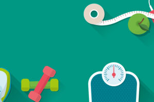 Fitness and sport Fitness, sport, diet and healthy lifestyle banner with copy space and training equipment